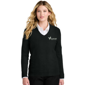 Jaybird Port Authority Women’s Easy Care V-Neck Sweater-Deep Black