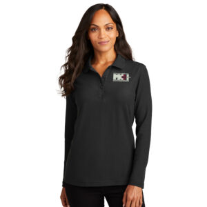 MCH Port Authority Ladies Silk Touch Long Sleeve Polo-Black