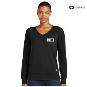 MCH OGIO Ladies Luuma Flex Long Sleeve V-Neck-Blacktop