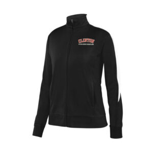 16.River Queen Wrestling Augusta Ladies Medalist brushed tricot full zip warmup jacket-Black/White