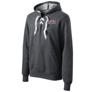 21.River Queen Wrestling Sport Tek Lace up pullover hooded sweatshirt men-Graphite Heather