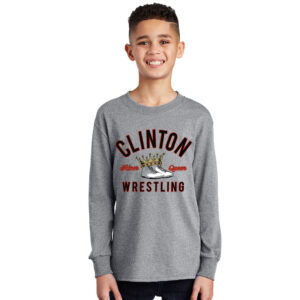 27.River Queen Wrestling Youth Cotton Long Sleeve Tee-Athletic heather