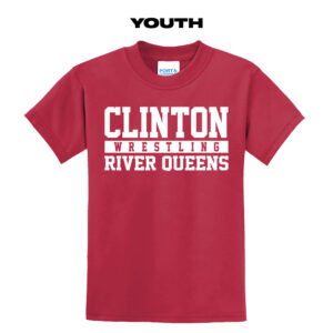 45.River Queen Wrestling Youth Short Sleeve Tee-Red