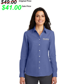 Plastics Unlimited Port Authority Ladies SuperPro Oxford Shirt-Navy