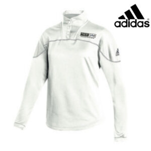 Tier One Gymnastics Adidas Women Stadium 1/4 Snap Long Sleeve-White/Grey (M only) WHILE SUPPLIES LAST