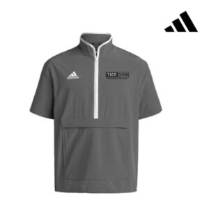 Tier One Gymnastics Adidas Coach Short Sleeve 1/2 zip woven pullver – Grey Four