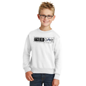 Tier One Gymnastics Youth Fleece Crewneck Sweatshirt-White