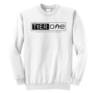 Tier One Gymnastics Unisex Fleece Crewneck Sweatshirt-White