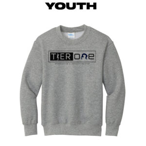 Tier One Gymnastics Youth Fleece Crewneck Sweatshirt-Athletic Heather