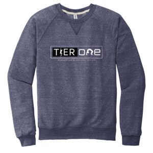 Tier One Gymnastics Unisex Jerzees Snow Heather French Terry Raglan Crew-navy