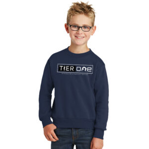 Tier One Gymnastics Youth Fleece Crewneck Sweatshirt-navy