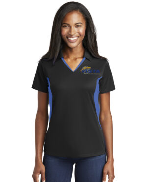 Vista Global Solutions Sport Tek Ladies Side Blocked Micropique Sport Wick Polo- Black/True Royal