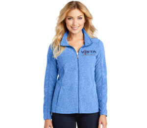 VIS Port Authority Ladies Heather Microfleece Full Zip Jacket-Light Royal Heather