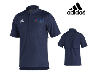 VIS Adidas Sideline 21 Lightweight Woven Men 1/4 Zip Short Sleeve Pullover-Navy