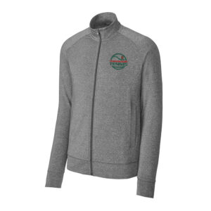 Boone Boys Tennis Sport Tek Men Sport Wick Stretch Full Zip Cadet Jacket-Charcoal Heather Grey