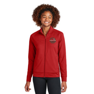 Boone Boys Tennis Sport Tek Ladies Sport Wick Stretch Full Zip Cadet Jacket-Deep Red