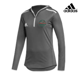 Boone Boys Tennis Adidas Women’s Team Issue Hooded Long Sleeve Tee 1/4 Zip-Grey/Grey (L, XL, XXL)