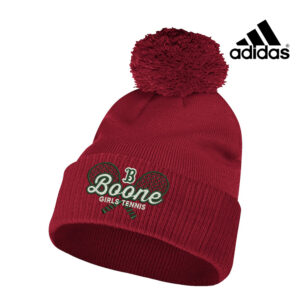 Boone Girls Tennis Adidas Solid Cuffed Pom Beanie Stocking Cap – Team Power Red