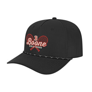 Boone Girls Tennis Athletic Rope Cap-Black/Black/White