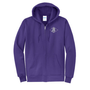 Baldwin Baseball Unisex Classic Full-Zip Hooded Sweatshirt-Purple