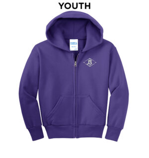 Baldwin Baseball Youth Core Fleece Full Zip Hooded Sweatshirt-Purple