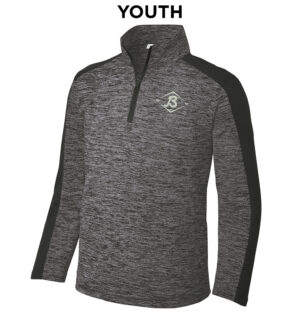 Baldwin Baseball Sport-Tek YOUTH PosiCharge Electric Heather Colorblock 1/4 Zip-Grey/Black Electric Black