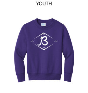 Baldwin Baseball Youth Fleece Crewneck Sweatshirt-Purple