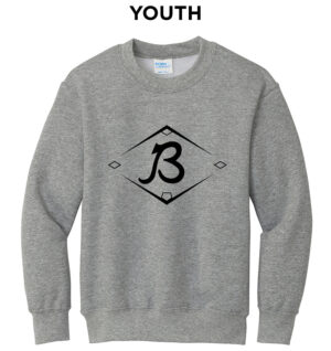 Baldwin Baseball Youth Fleece Crewneck Sweatshirt-Athletic Heather