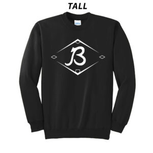 Baldwin Baseball Tall Core Fleece Crewneck Sweatshirt-Black