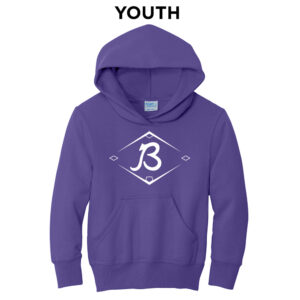 Baldwin Baseball Youth Fleece Hooded Sweatshirt-Purple