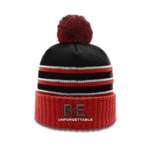 Everson Richardson Striped Beanie with Cuff  Pom-Black/Red/White 3D Puff