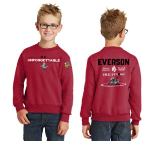 Everson Youth Fleece Crewneck Sweasthirt-Red