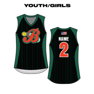 04. Barnstormers Softball YOUTH/GIRLS Sublimated V-Neck Racerback Jersey-Black/Pinstripe