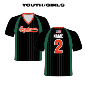 08. Barnstormers Softball YOUTH/GIRLS Sublimated V-Neck SS Jersey-Black/Pinstripe