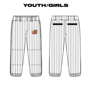 10. Barnstormer Softball YOUTH/GIRLS Sublimated Classic Cut Softball Pant-White/Pinstripe