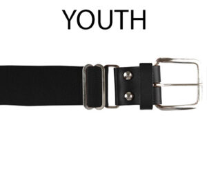 .14 Bettendorf Baseball Club Youth 1-1/4″ Leather Tab baseball Belt-Black