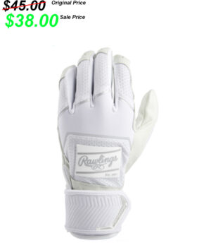 .17 Bettendorf Baseball Club Rawlings Adult Workhorse Batting Gloves with compression Strap-White