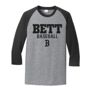 Bettendorf Baseball Club Men 50/50 Cotton Poly 3/4 Raglan T-Shirt-thletic heather/Black