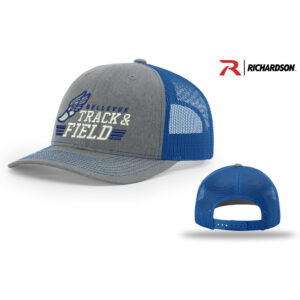 Bellevue Track Field Richardson Pro Crown Mesh Back Adjustable back cap Split-Heather Grey/Royal