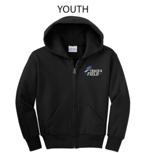 Bellevue Track Field Youth core fleece full zip hooded sweatshirt-Black