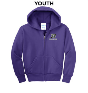 Baxter Track Field Youth Core Fleece Full Zip Hooded Sweatshirt-Purple