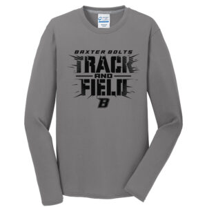 Baxter Track Field Unisex Long Sleeve Essential Blended Performance Tee-Medium Grey