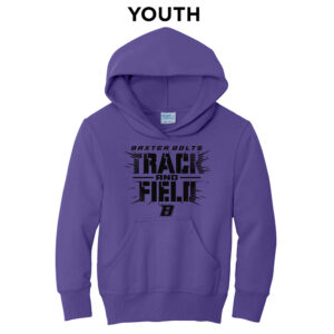 Baxter Track Field Youth Fleece Hooded Sweatshirt-Purple