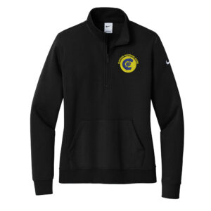 Clinton National Bank Nike Ladies Club Fleece Sleeve Swoosh 1/2-Zip-Black