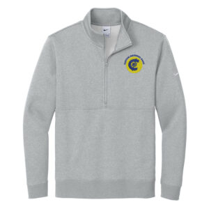 Clinton National Bank Men Nike Club Fleece Sleeve Swoosh 1/2-Zip-Dark Grey Heather