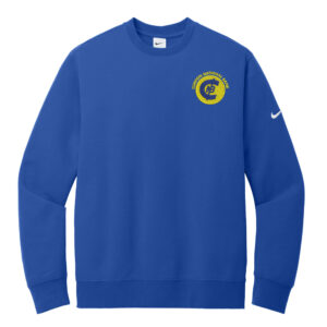 Clinton National Bank Men Nike Club Fleece Sleeve Swoosh Crew-Game Royal