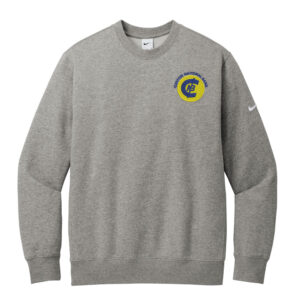 Clinton National Bank Men Nike Club Fleece Sleeve Swoosh Crew-Dark Grey Heather