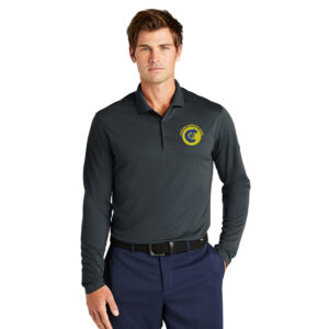 Clinton National Bank Nike Dri-FIT Micro Pique 2.0 Long Sleeve Polo Men-Anthracite