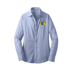 Clinton National Bank Port Authority Ladies Crosshatch Easy Care Shirt-Chambray Blue