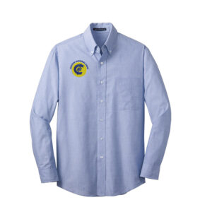 Clinton National Bank Men Port Authority Crosshatch Easy Care Shirt-Chambray Blue